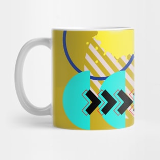 Modern Geometric Pattern Bright Persimmon Turquoise Retro Doodle Style Mug